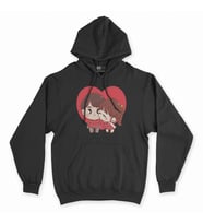 Aşk Öpücüğü Siyah Kapşonlu Sweatshirt Hoddie