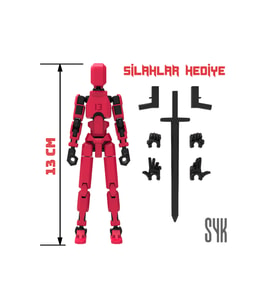 Robot 13 Dummy Kırmızı Siyah Tüm Eklemleri Hareketli Aksiyon Figürü Oyuncak