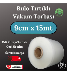 Rulo Tırtıklı Vakum Torbası-Poşeti  - 9 Santim X 15 Metre