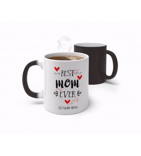 BK Gift Kişiye Özel En İyi Anne Tasarımlı Sihirli Kupa Bardak-3 (Beyaz)