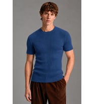 Erkek Fitilli Likralı Slim Fit Bisiklet Yaka Tişört