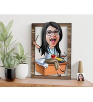 BK Gift Kişiye Özel Kadın Öğretmen Karikatürlü 3D Ahşap Tablo, Sevgiliye Hediye, Arkadaşa Hediye, Yıl Dönümü Hediyesi, Doğum Günü Hediyesi-2