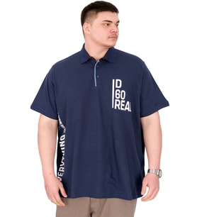 Mode XL Büyük Beden Erkek T-Shirt Polo Yaka REAL U25309 İndigo