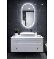Oval Elips LED Işıklı Ayna  Beyaz Günışığı Amber Mavi Kırmızı RGB  Dekoratif Banyo Makyaj Aynası