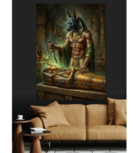 Antik Mısır Anubis Ve Tabut Dekoratif Kanvas - Mdf Ahşap Tablo