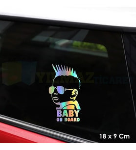 Arabada Bebek Var Hologram Oto Sticker Cam Araba Yapıştırma Çıkartma Aksesuar Etiket 18 X 9 Cm