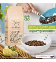 Organik Yeşil Mercimek  (750 gr) Yerli ürün