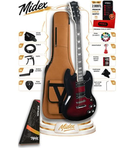 Midex SG-Special-RDS Profesyonel SG Kasa HH Elektro Gitar Seti Kırmızı Sunburs