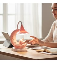 Ay ve Unicorn Tasarımlı Sevimli Şarjlı Masa Lambası (Pembe)