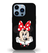 Apple iPhone 13 Pro  Lansman Kılıf Minnie Mouse Tasarımlı Altı Kapalı İçi Kadife Kaplı  Kapak (Şeffaf)
