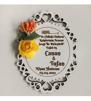 Ahşap Desenli Nikah & Düğün & Söz & Nişan & Kına Magneti (50adet) (GK87)