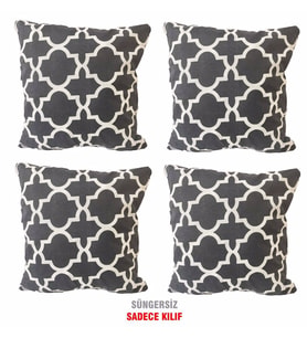 Kırlent Yastık Kılıfı Vip Yastık Kılıfı 4 ADET-43x43 CM(BÜYÜK KARAÇATI)