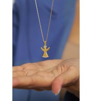 Zirkon Taşlı Gold Semazen Gümüş Kolye