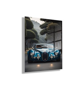 Temperli Cam Tablo Açık Mavi Renk Bugatti Fotoğrafı