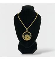 Çelik Çeyrek Altın Takılabilir Nazar Boncuklu Kolye (Gold)