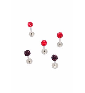 Renkli Taşlı Çelik 5 Adet Kaş Tragus Piercing