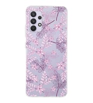Samsung Galaxy A32 Uyumlu Kapak Floral Pudra Tasarımlı Şeffaf Silikon Kılıf