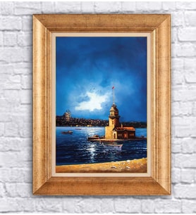Altın Varaklı  Çerçeveli Paspartulu Tablo ndd1346 (Gold)