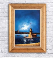 Altın Varaklı  Çerçeveli Paspartulu Tablo ndd1346 (Gold)
