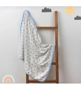 Bebek Tek Kat Kapitone Başlıklı Battaniye Kundak 80x90 Cm (Mavi)