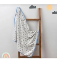 Bebek Tek Kat Kapitone Başlıklı Battaniye Kundak 80x90 Cm (Mavi)