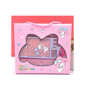 Sanrio Kuromi Hello Kitty 8 Parça Kırtasiye Seti Okul seti Hello Kitty My Melody Kırtasiye Seti (Açık Pembe)