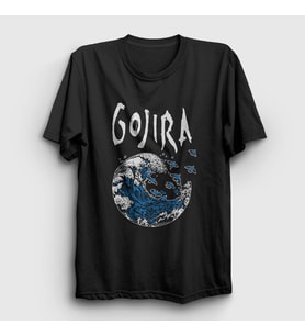 Presmono Unisex Siyah Kanagawa Wave Gojira T-Shirt 292577tt