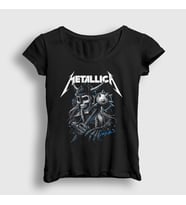 Presmono Kadın Siyah Hammer Metallica T-Shirt 292322tt