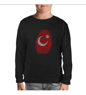 DNA'mızda Var - Ay Yıldız Siyah Çocuk Sweatshirt