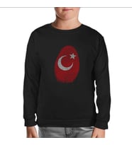 DNA'mızda Var - Ay Yıldız Siyah Çocuk Sweatshirt