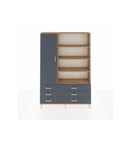 Arges Gardrop 8 Raflı 6 Çekmeceli Tek Kapaklı  132x30x195 Çam-Antrasit