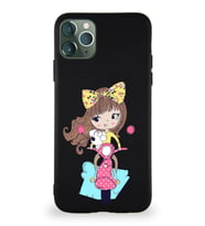 Apple iPhone 11 Pro Max Soft Premier Kapak Vespagirl Tasarımlı Silikon Kılıf - Siyah (Şeffaf)