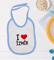BK Kids I Love İzmir Tasarımlı Mavi Bebek Mama Önlüğü - Model 1