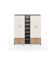 Hyperion Dolap 12 Raflı 4 Çekmeceli 2 Askılı 220x44x243 Antrasit-Aytaşı/Çam