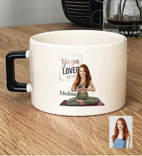 Kişiye Özel Karikatürlü Yoga Lover Motivasyon Lüks Fincan Doğum Günü Hediyesi