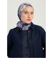 Schaless Kozmik Paisley - Nefti - Efilia Desenli Eşarp - 90x90 Cm (Mor)