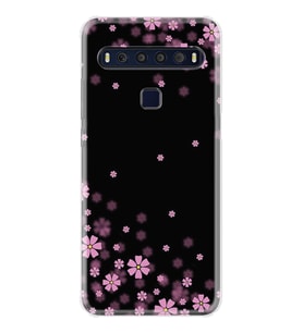 TCL 10L 10 Plus 10SE 20E 20SE 30SE L7 Kılıf Desemli Silikon Black flowers 1391