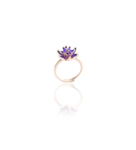 Lotus Çiçeği Tasarım Rose Gümüş Yüzük 3067