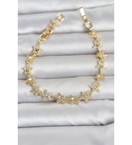 Sıralı Yıldız Model Zirkon Taşlı Gold Renk Pirinç Kadın Bileklik TJ-BB8496