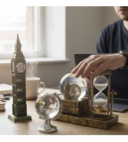 Kişiye Özel Dekoratif Big Ben Maketi Kum Saati Dünya Küresi Masaüstü Ofis Dekor Seti