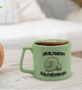 BK Gift Esprili Tasarım Pastel Yeşil Middle Kupa Bardak, Arkadaşa Hediye, Ev Hediyesi, Doğum Günü Hediyesi, Ofis Hediyesi (Model 1)