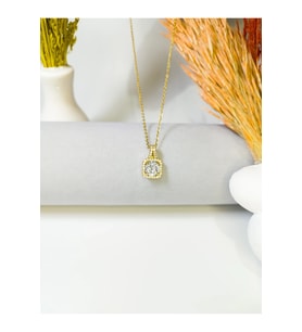 Zirkon Taşlı Baget Kolye Gold  Paslanmaz - 316l Çelik  Hediye Paketi Yapılır (Altın)