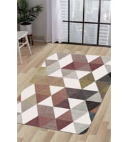 Dijidekor Halı Multi Cool K1270 Yıkanabilir Saçaksız Kesme İnce Yolluk Kilim Salon Halısı Modelleri (Çok Renkli-Multı)
