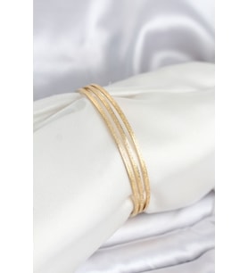 Çelik Gold Renk Simli Model Ajda 65 Mm Kadın Bileklik - Tj-Bb8076