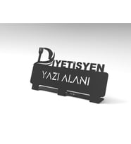 Kişiye Özel Hediyelik Diyetisyen Tasarımlı Metal Masaüstü İsimlik (Siyah)