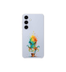 Samsung Galaxy S24 Plus ile uyumlu Splash ahtapot tasarımlı şeffaf silikon kılıf