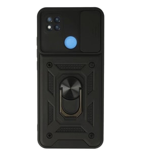 Newface Xiaomi Redmi 9C Kılıf Pars Lens Yüzüklü Silikon - Siyah
