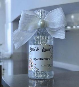 Söz - Nişan -Nikah Hediyesi Simli ve İncili Kolonya (10 Adet) 001 (Şeffaf)