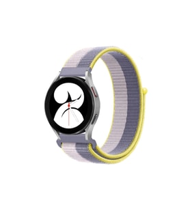 Galaxy Watch 4 Hasırlı Cırtcırtlı Kordon - Gri-Beyaz