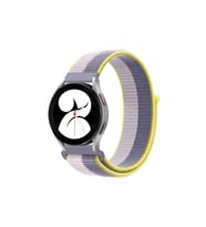 Galaxy Watch 4 Hasırlı Cırtcırtlı Kordon - Gri-Beyaz